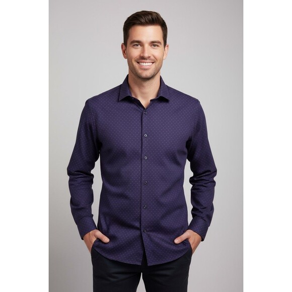 Bold Purple Polka Dot Shirt XL – Eye-Catching Classic Fit – Neiman Marcus - Picture 1 of 16